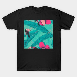 Seamless floral background with petunia toucan T-Shirt